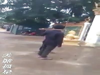 Stupid Kid Gets Struck in Head With Meat Cleaver