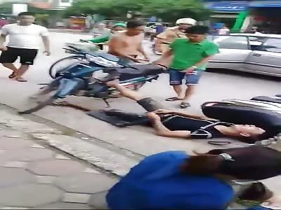 Biker Having Seizure From Accident