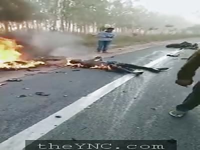 Man Burnt to Cinders in Accident