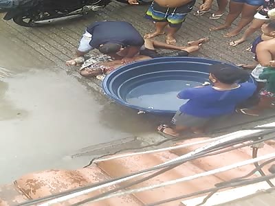 CPR attempt on drowned guy.