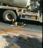 Pretty Female Biker Crushed by Cement Truck