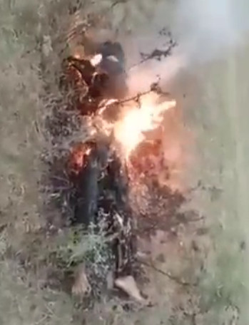 Time bbq, burned man outside the farm
