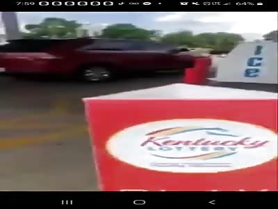 Oh shit, man open fire on gas station