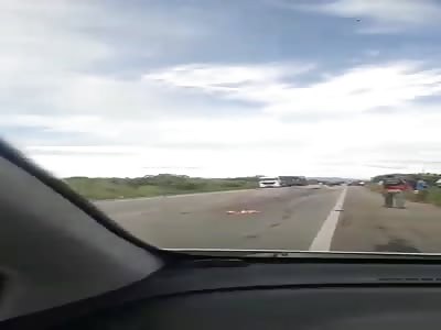 shocking accident, men crushed by truck (two angles)