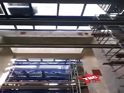 Suicide, corpse of a man after jumping from building.