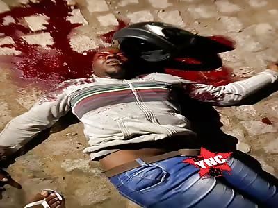 Biker shot in the head.