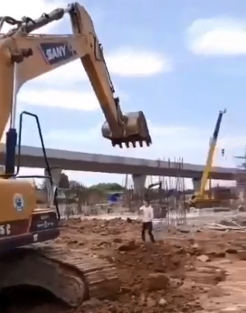 Excavator Shovel To The Head