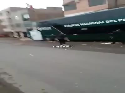 WOMAN DIED AFTER BEING ROLLED BY THE POLICE BUS.