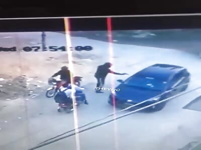 Hitman unloads his gun on pickup truck