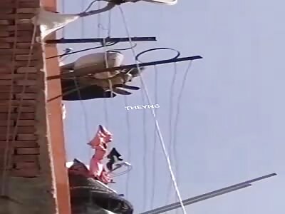 Man jumped to his death (two angles)