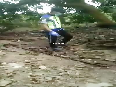 Young man is good ornament on the tree