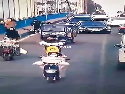 Never walk between vehicles