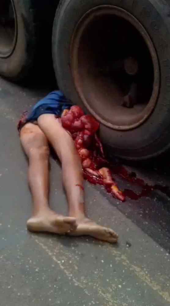 Die under the tires of the truck