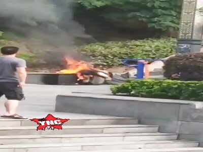 A couple fight ends in bbq