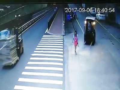 accident!! a forklift hits and kills a person!