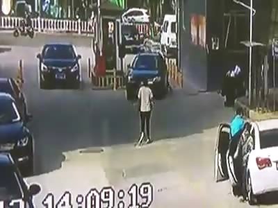 The woman is run over and killed by getting in the way