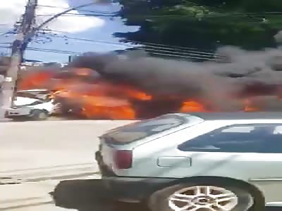 truck the flames causes a strong accident (another angle)