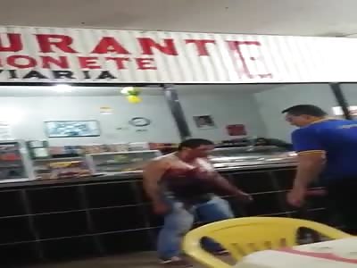 the man refuses to die, after being shot in the stomach he stands WTF