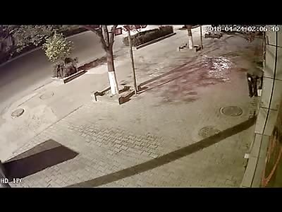 The crazy man setting fire