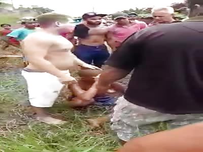 beats young man for killing his own mother