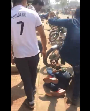 Thief caught stealing beaten by angry people 