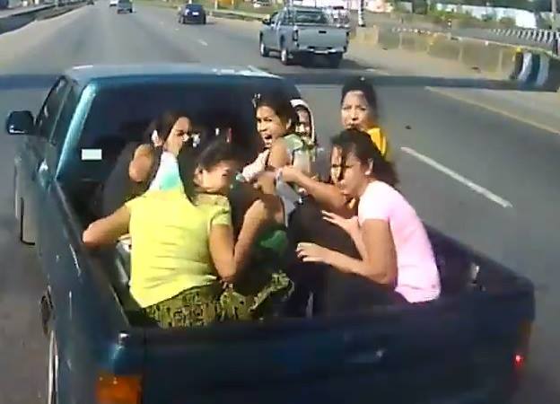 Family in Pickup hit fiercely by a truck 