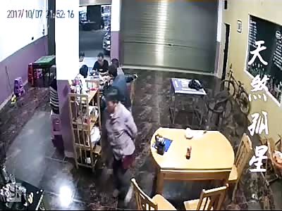 The car ran out of control and crashed into the restaurant