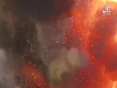 The destruction and burning of an Egyptian tank by ISIS forces