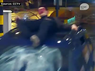 Driver hits two people and takes one in the car 7 km