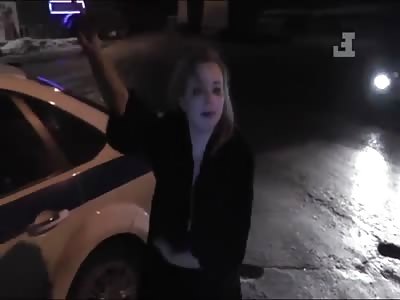 Drunk topless russian girl