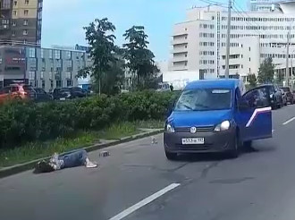 Girl Running Into The Road is Struck by a Mail Truck