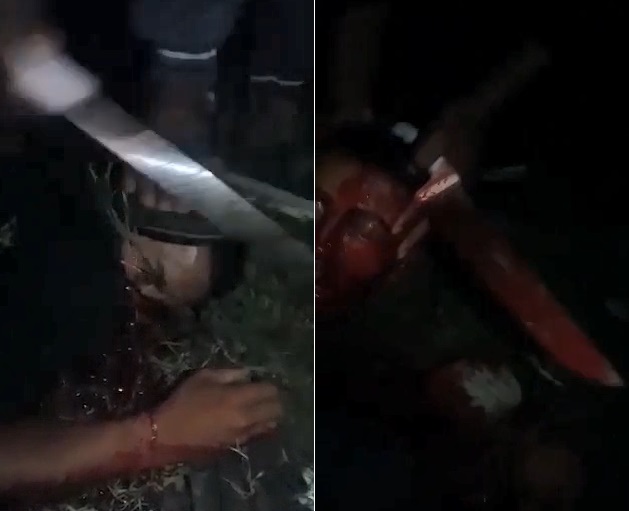 Beheading With Huge Knife In Night Favela