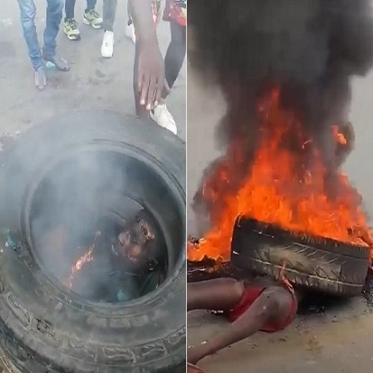 Mob Justice at its Finest Robber Beaten and Burned To Death