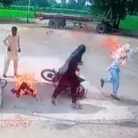 Dad & Daughter Catch on Fire While Family Goes to Pump Gas on a Motorcycle