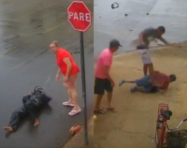 Motorcycle Disobeys Stop Sign but the Other Driver Gets Punished with a Beating