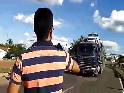 trucker beaten by protesters 