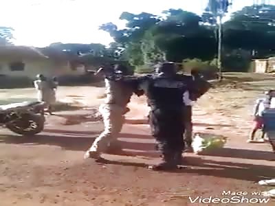 black police punches guy 