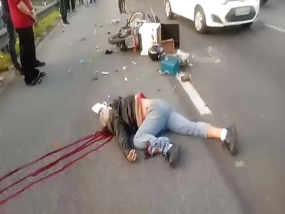 Accident dead people on the road 