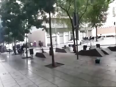 Fight between PSV & FC Barcelona's hooligans