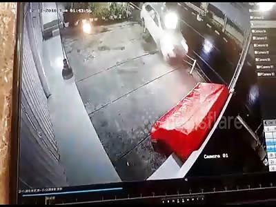 Drunk driver lost control and hit the shop wall