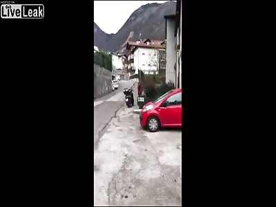 Drunk arguing man falls from 1st floor balcony