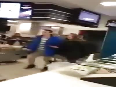 Fight kicks of in Stockport McDonalds