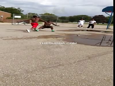 Dude Gets His Head Kicked Like A Soccer Ball....