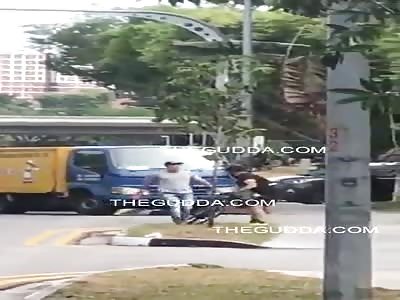 Dude Gets Mad At Bicyclist & Ends Up Getting Punched In The Face!