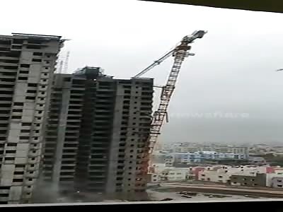 Moment crane collapses in Bhubaneswar, Odisha