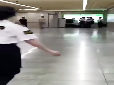 Chinese security check gone wrong (butt crack alert)