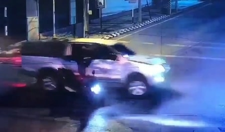 Biker T-Bones Truck at Intersection