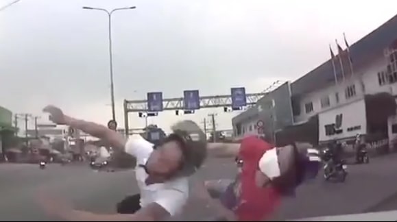 Bikers Meet the Hood of a Car