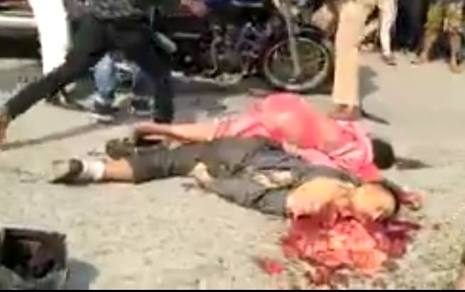 Couple on a Bike Mangled by Dump Truck (Live & Aftermath)