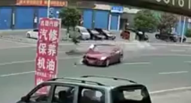 Biker Obliterated by Speeding Car (Fixed)